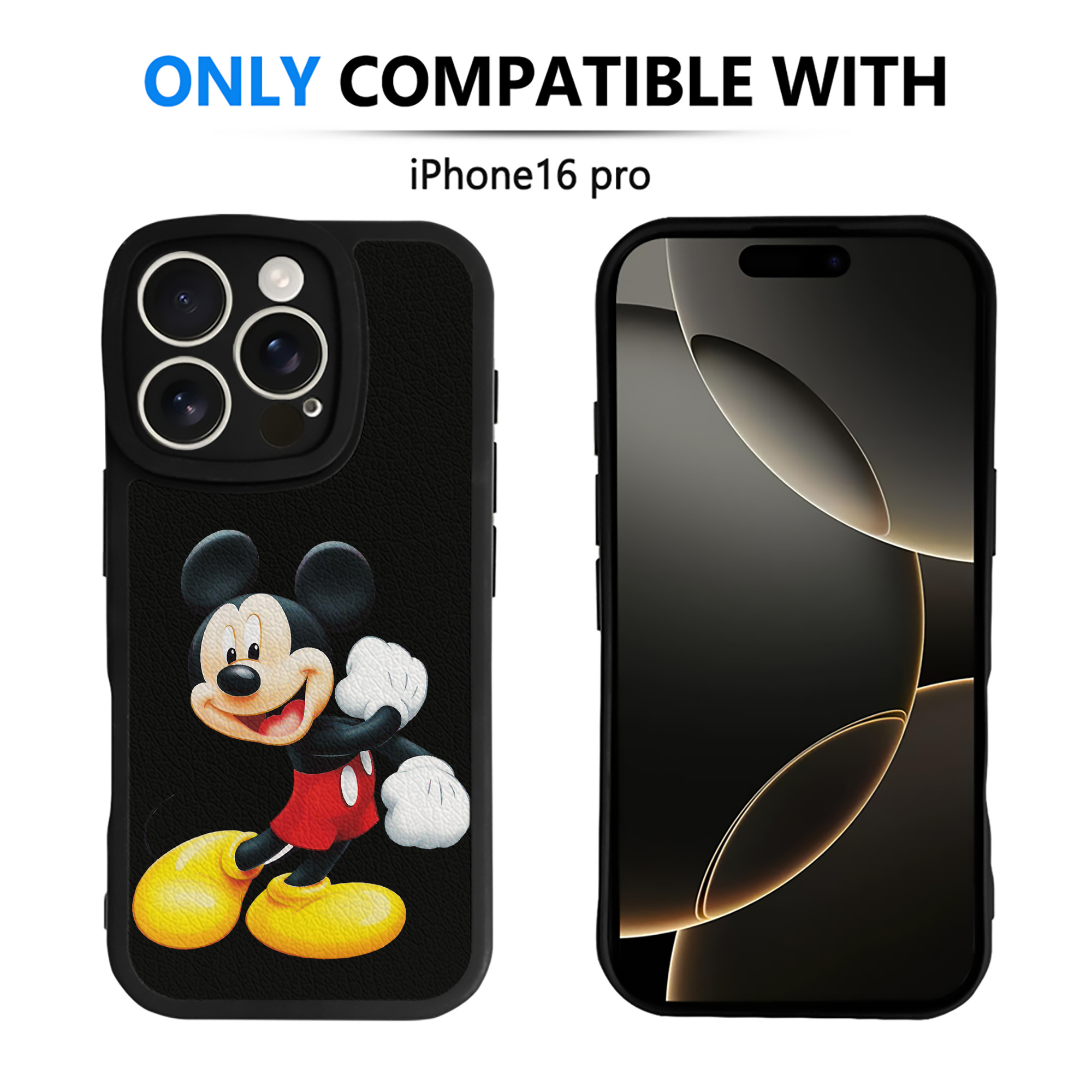 （画像用） ミッキーマウス Mickey Mouse 【iPhone 16シリーズ対応】シリコンスマホケース（レザー調） 材質：シリコン